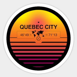 Quebec City, Quebec Retro Sunset Sticker